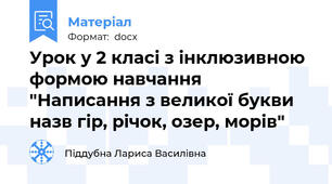 Урок у 2 класі з інклюзивною формою навчання "Написання з великої букви назв гір, річок, озер, морів"