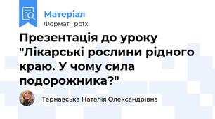 Презентація до уроку  "Лікарські рослини рідного краю. У чому сила подорожника?"