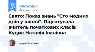 Свято: Показ знань "Сто модних днів у школі". Підготувала вчитель початкових класів Куцик Наталія Іванівна