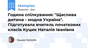 Година спілкування: "Щаслива дитина - модна Україна". Підготувала вчитель початкових класів Куцик Наталія Іванівна