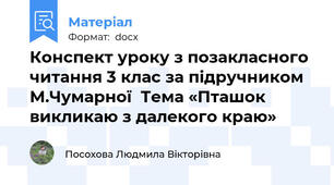 Конспект уроку з позакласного  читання 3 клас за підручником М.Чумарної  Тема «Пташок викликаю з далекого краю»