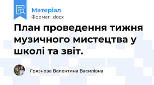 План проведення тижня музичного мистецтва у школі та звіт.