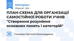 ПЛАН-СХЕМА ДЛЯ ОРГАНІЗАЦІЇ САМОСТІЙНОЇ РОБОТИ УЧНІВ "Створення розуміння основних понять і категорій"