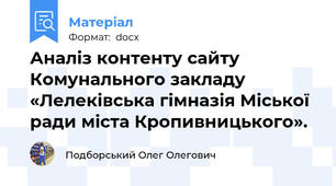 Аналіз контенту сайту Комунального закладу «Лелеківська гімназія Міської ради міста Кропивницького».