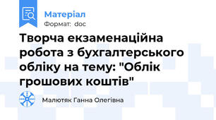 Творча екзаменаційна робота з бухгалтерського обліку на тему: "Облік грошових коштів"