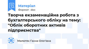 Творча екзаменаційна робота з бухгалтерського обліку на тему: "Облік оборотних активів підприємства"
