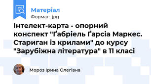 Інтелект-карта - опорний конспект "Ґабріель Ґарсіа Маркес. Стариган із крилами" до курсу "Зарубіжна література" в 11 класі