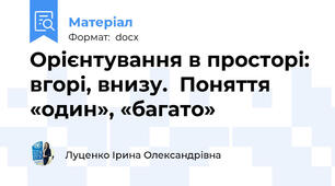 Орієнтування в просторі: вгорі, внизу.  Поняття «один», «багато»
