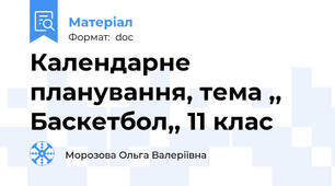 Календарне планування, тема ,, Баскетбол,, 11 клас