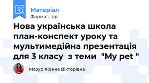 Нова українська школа план-конспект уроку та мультимедійна презентація для 3 класу  з теми  "My pet "