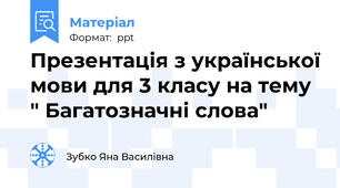 Презентація з української мови для 3 класу на тему " Багатозначні слова"