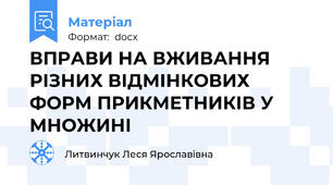 ВПРАВИ НА ВЖИВАННЯ РІЗНИХ ВІДМІНКОВИХ ФОРМ ПРИКМЕТНИКІВ У МНОЖИНІ