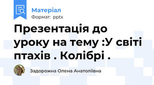 Презентація до уроку на тему :У світі птахів . Колібрі .