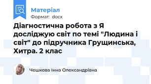 Діагностична робота з Я досліджую світ по темі "Людина і світ" до підручника Грущинська, Хитра. 2 клас