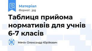 Таблиця прийома нормативів для учнів 6-7 класів