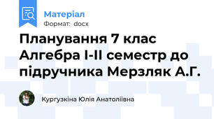 Планування 7 клас Алгебра І-ІІ семестр до підручника Мерзляк А.Г.