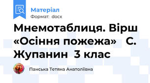 Мнемотаблиця. Вірш «Осіння пожежа»   С. Жупанин  3 клас