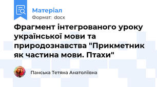 Фрагмент інтегрованого уроку української мови та природознавства "Прикметник як частина мови. Птахи"