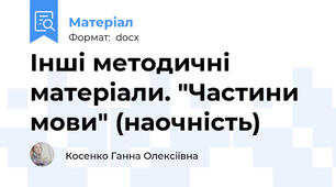Інші методичні матеріали. "Частини мови" (наочність)