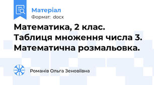 Математика, 2 клас. Таблиця множення числа 3. Математична розмальовка.