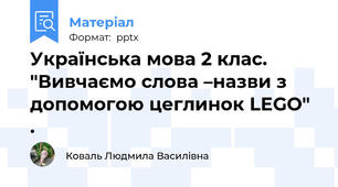 Українська мова 2 клас. "Вивчаємо слова –назви з допомогою цеглинок LEGO" .