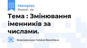 Тема : Змінювання іменників за числами.