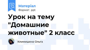 Урок на тему "Домашние животные" 2 класс