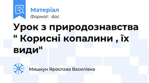 Урок з природознавства " Корисні копалини , їх види"