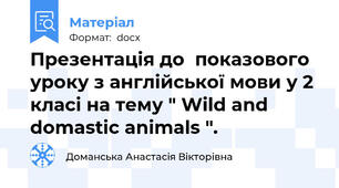 Презентація до  показового уроку з англійської мови у 2 класі на тему " Wild and domastic animals ".