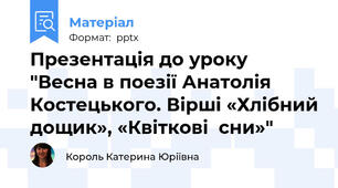 Презентація до уроку "Весна в поезії Анатолія Костецького. Вірші «Хлібний дощик», «Квіткові  сни»"