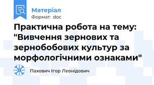 Практична робота на тему: "Вивчення зернових та зернобобових культур за морфологічними ознаками"