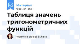 Таблиця значень тригонометричних функцій