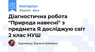Діагностична робота "Природа навесні" з предмета Я досліджую світ  2 клас НУШ