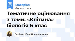 Тематичне оцінювання з теми: «Клітина» біологія 6 клас
