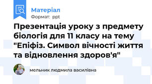 Презентація уроку з предмету біологія для 11 класу на тему "Епіфіз. Символ вічності життя та відновлення здоров'я"