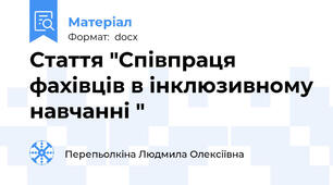 Стаття "Співпраця фахівців в інклюзивному навчанні "