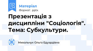 Презентація з дисципліни "Соціологія". Тема: Субкультури.