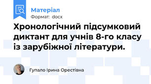 Хронологічний підсумковий диктант для учнів 8-го класу із зарубіжної літератури.