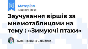 Заучування віршів за мнемотаблицями на тему : «Зимуючі птахи»
