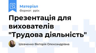 Презентація для вихователів  "Трудова діяльність"