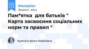 Пам*ятка  для батьків " Карта засвоєння соціальних норм та правил "