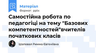 Самостійна робота по педагогіці на тему "Базових компетентностей"вчителів початкових класів