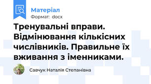 Тренувальні вправи. Відмінювання кількісних числівників. Правильне їх вживання з іменниками.