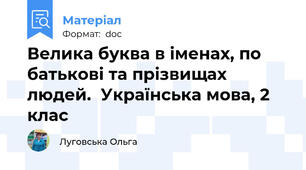 Велика буква в іменах, по батькові та прізвищах людей.  Українська мова, 2 клас