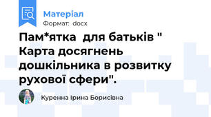 Пам*ятка  для батьків " Карта досягнень дошкільника в розвитку рухової сфери".