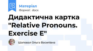 Дидактична картка "Relative Pronouns. Exercise E"