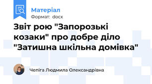 Звіт рою "Запорозькі козаки" про добре діло "Затишна шкільна домівка"