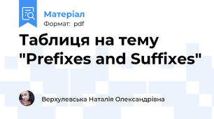 Таблиця на тему "Prefixes and Suffixes"