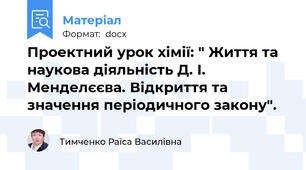 Проектний урок хімії: " Життя та наукова діяльність Д. І. Менделєєва. Відкриття та значення періодичного закону".