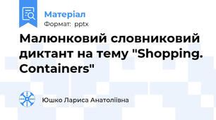 Малюнковий словниковий диктант на тему "Shopping. Containers"